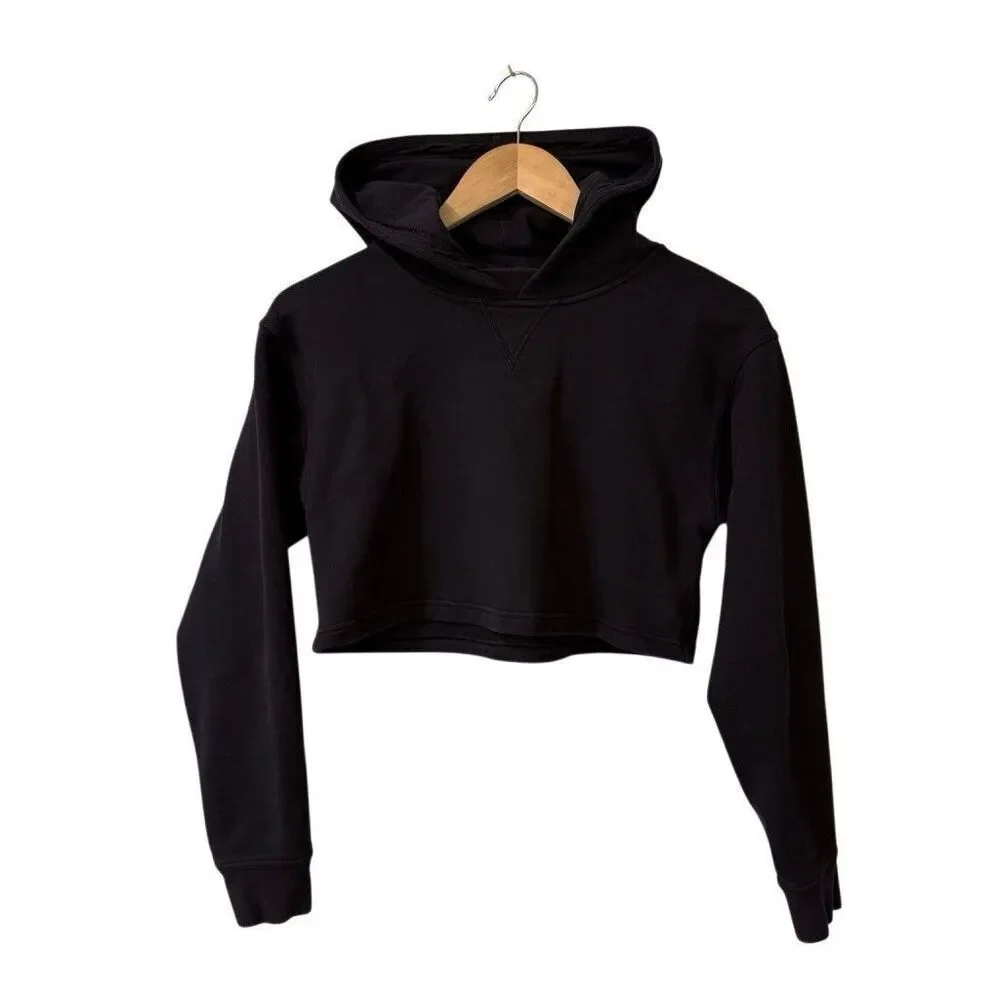 Lululemon Sweatshirt Womens 6 Black All Yours Cropped Hoodie Causal Comfort Top